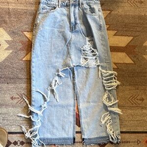 NanaMacs Light Blue Distressed Women's Jeans